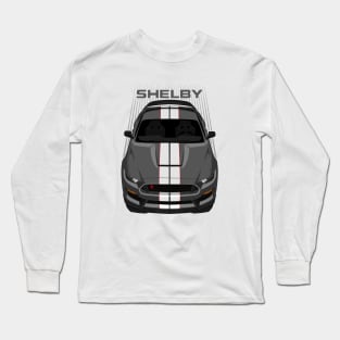 Ford Mustang Shelby GT350R 2015 - 2020 - Magnetic Grey - White Stripes Long Sleeve T-Shirt